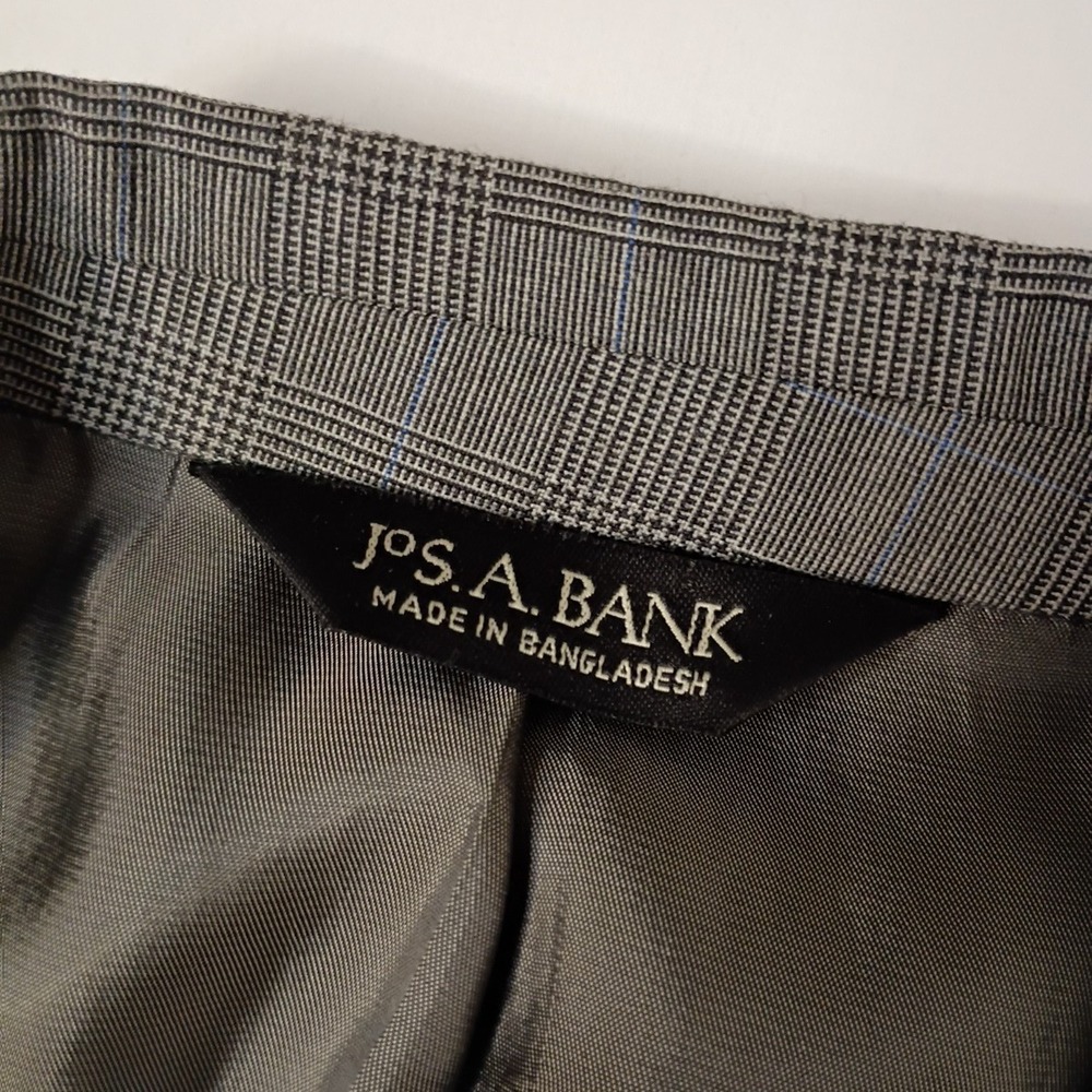 Jos A‎ Bank Blazer Mens 44S Gray Wool Glen Plaid 2 Button Sport Coat Jacket - Picture 2 of 11